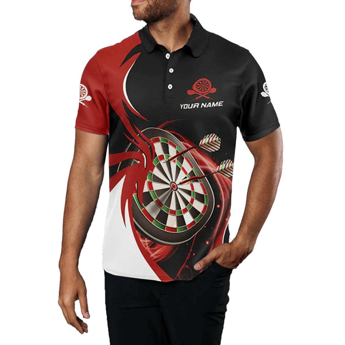 Rotes Herren Darts Polo Shirt, Team Trikot e5637 - Outfitsuche