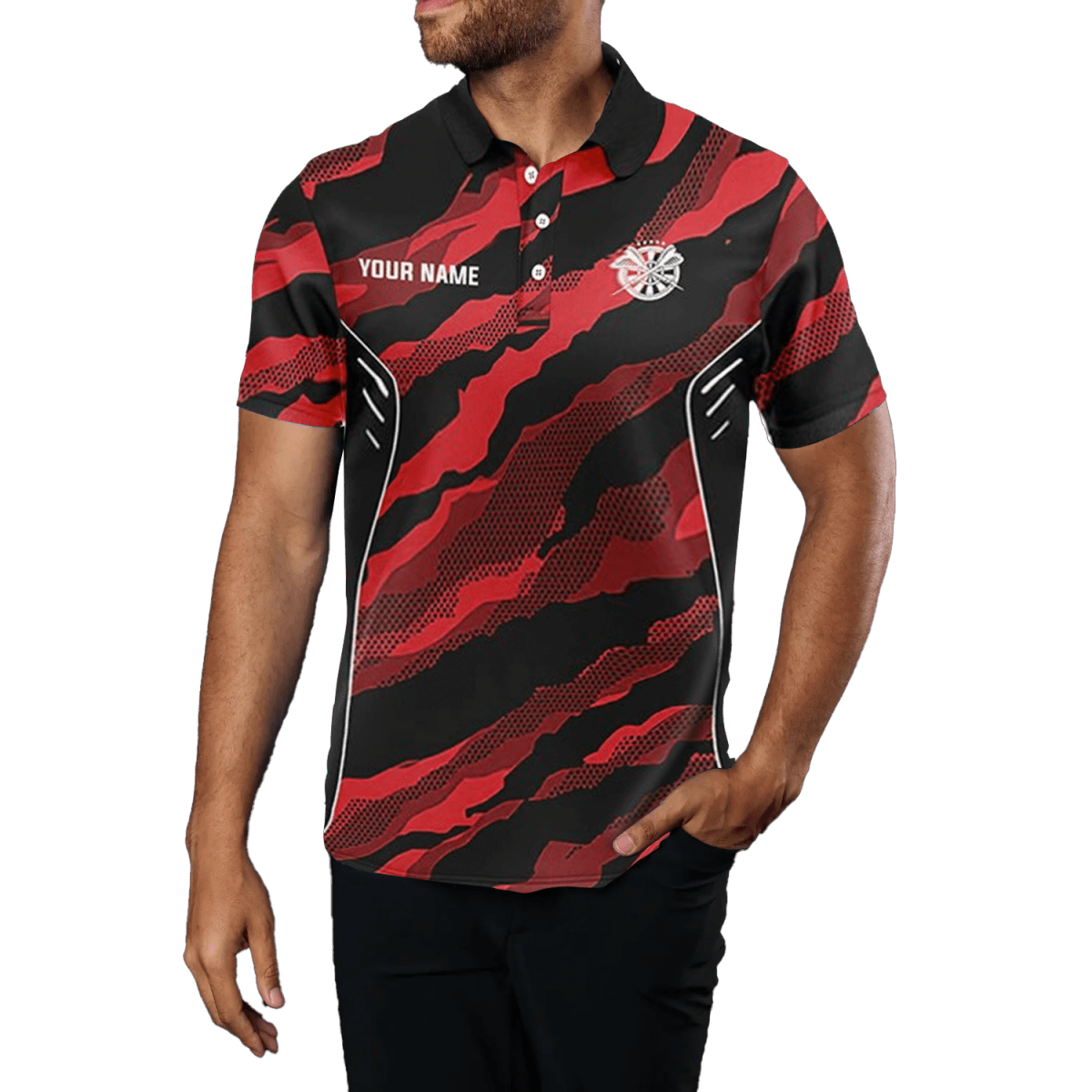 Rotes Tarnmuster Herren Darts Polo Shirt C214 - Outfitsuche