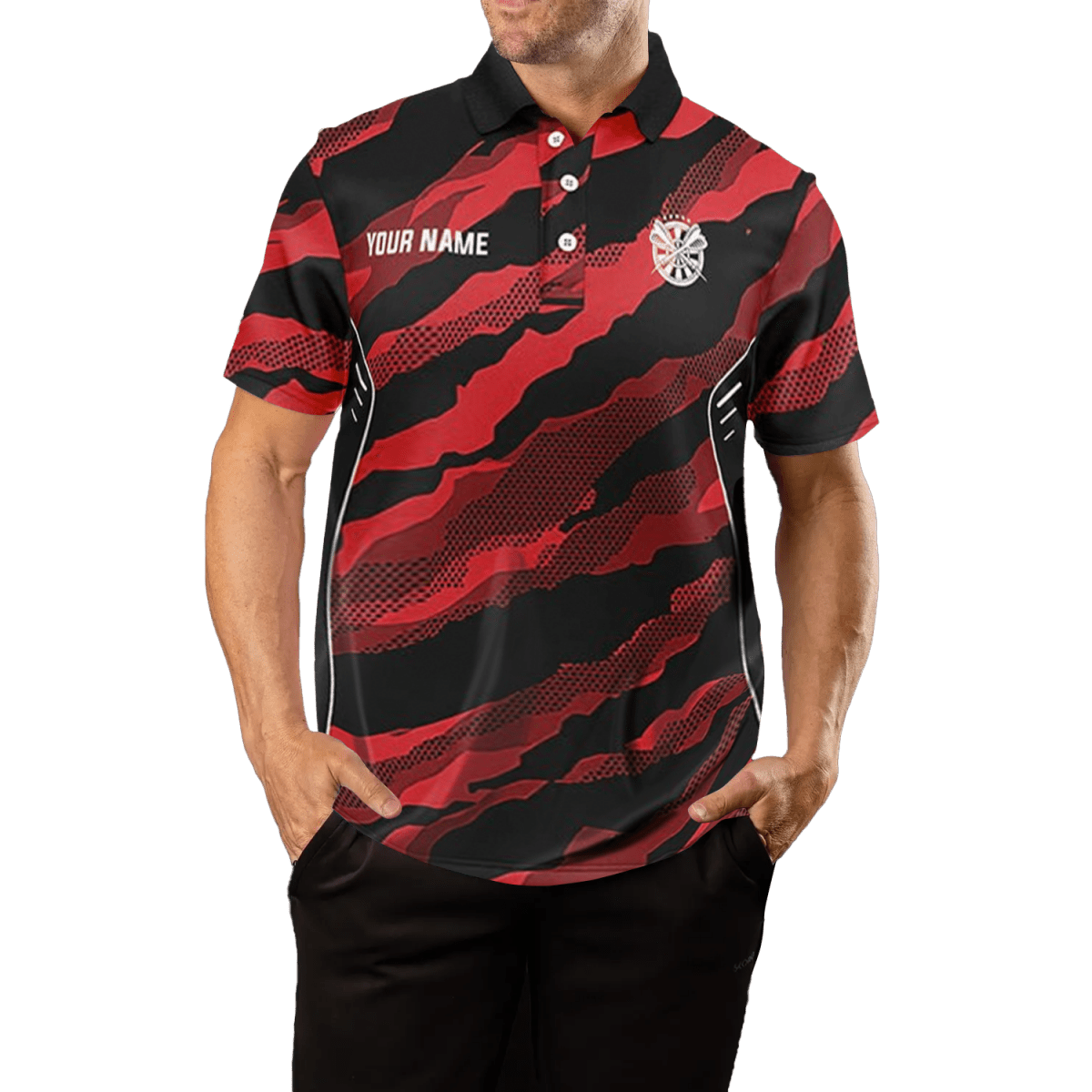 Rotes Tarnmuster Herren Darts Polo Shirt C214 - Outfitsuche