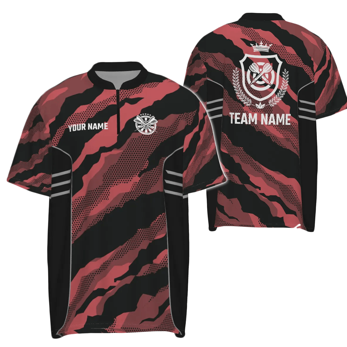 Rotes Tarnmuster Herren Polo Shirt, individuell anpassbares Tarnmuster Darts Shirt für Männer, Darts Team Trikot C214 - Outfitsuche