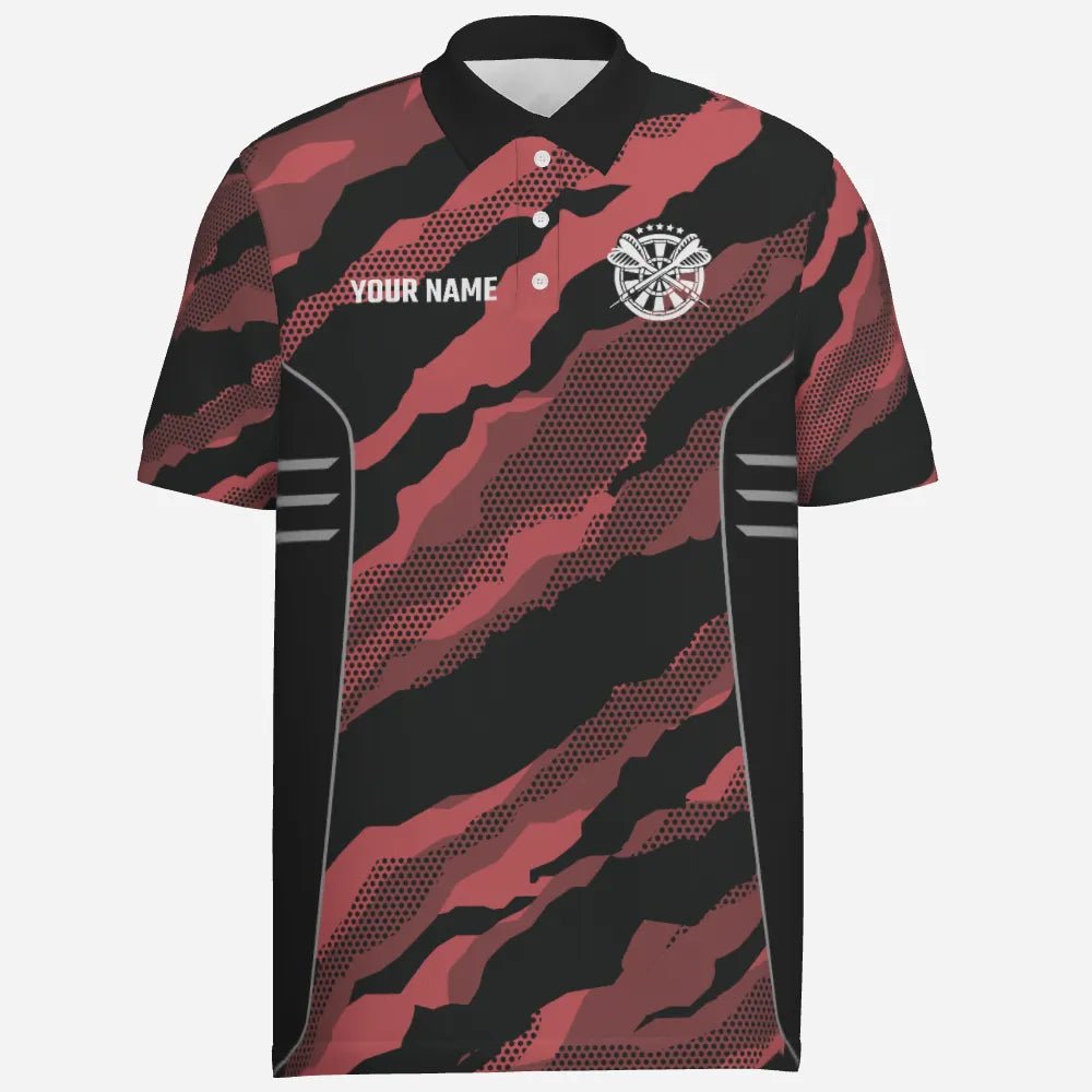 Rotes Tarnmuster Herren Polo Shirt mit individuellem Camouflage Darts Shirt, Darts Team Trikot C214 - Outfitsuche