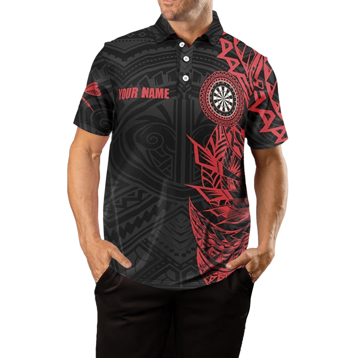 Rotes Tribal - Darts - Polo für Herren Y704 - Outfitsuche