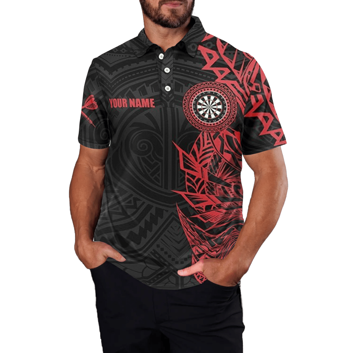 Rotes Tribal - Darts - Polo für Herren Y704 - Outfitsuche