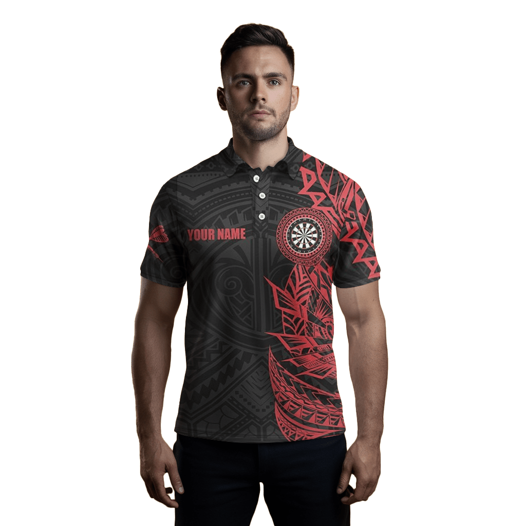 Rotes Tribal Herren Darts Polo - Shirt Y704 - Outfitsuche