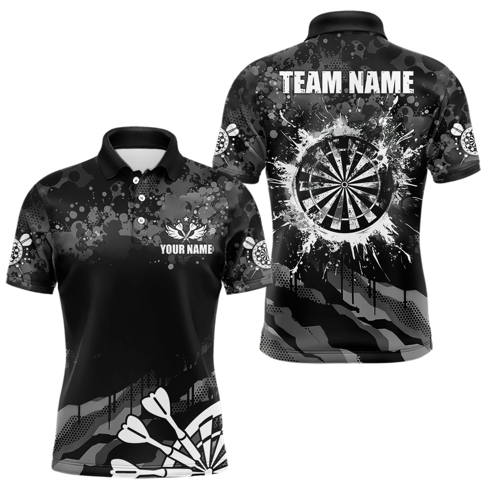 Schwarz Grau Grunge Camo Dart Polo - Shirt für individuelle Dart - Teams T3539 - Outfitsuche