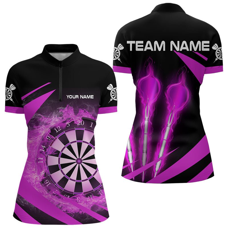 Schwarz und Lila Flammen Dart Polo - Shirt für Darts - Ligen T3480 - Outfitsuche