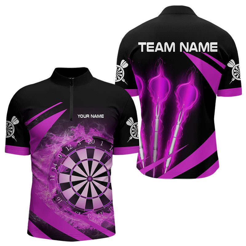Schwarz und Lila Flammen Dart Polo - Shirt für Darts - Ligen T3480 - Outfitsuche