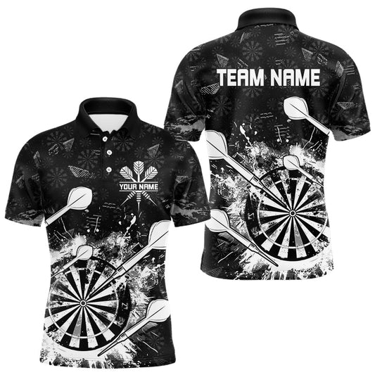 Schwarz - Weiß Grunge Dart Polo Shirt - Individuelles Dart - Trikot für Teams T3277 - Outfitsuche