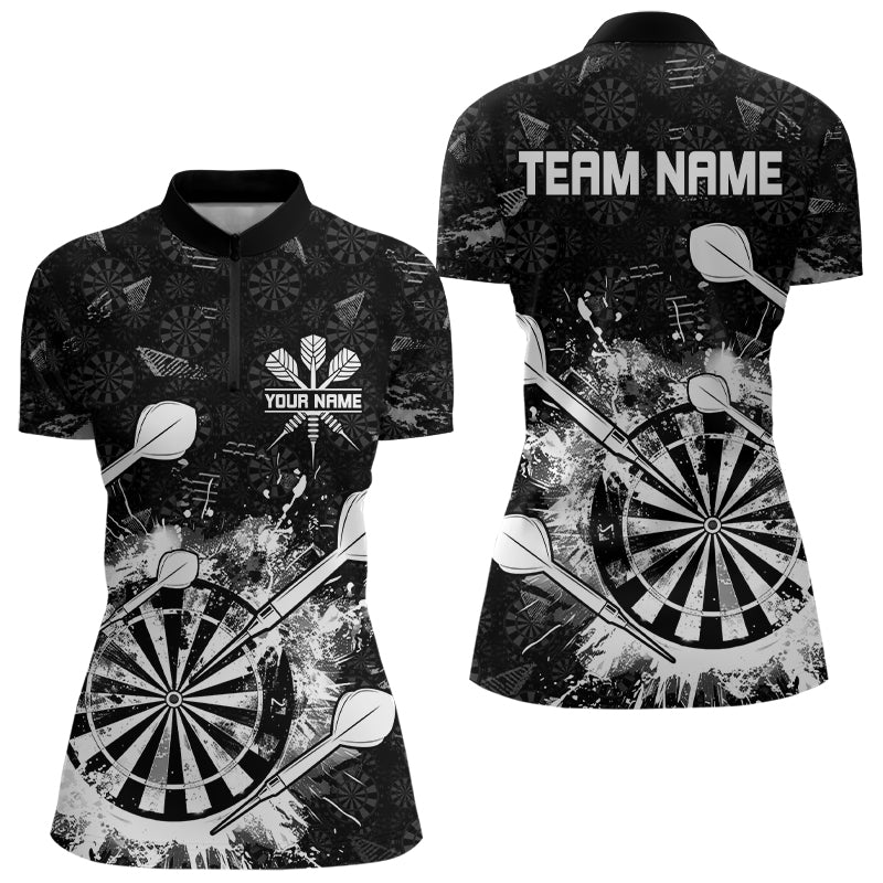 Schwarz - Weiß Grunge Dart Polo Shirt - Individuelles Dart - Trikot für Teams T3277 - Outfitsuche