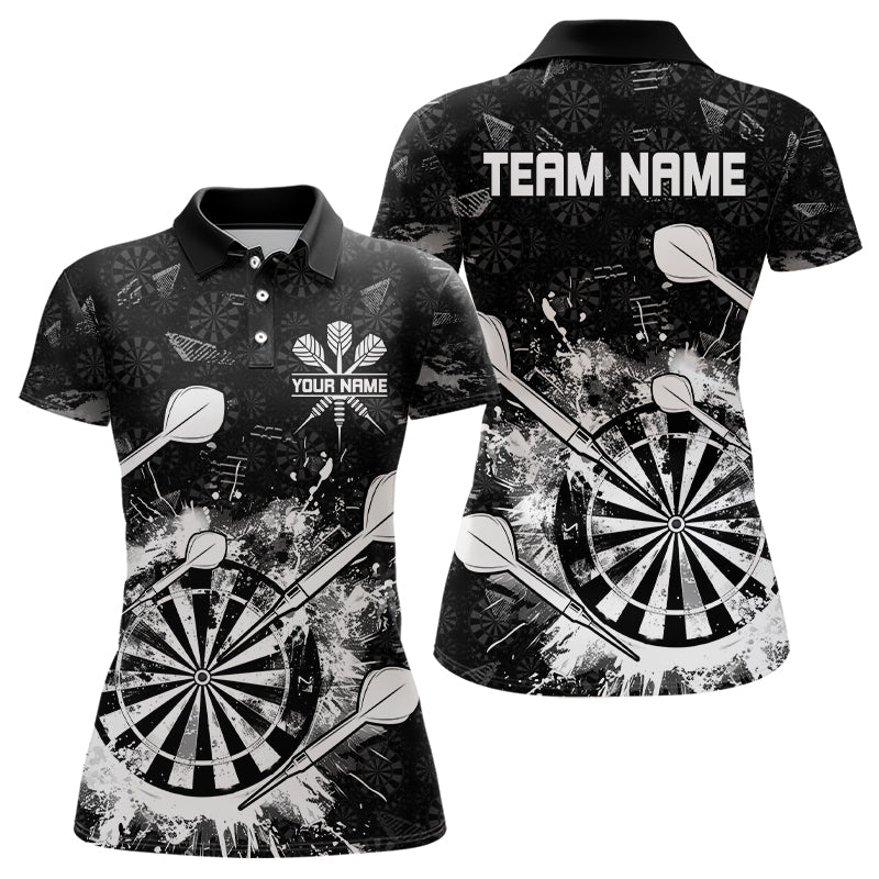 Schwarz - Weiß Grunge Dart Polo Shirt - Individuelles Dart - Trikot für Teams T3277 - Outfitsuche