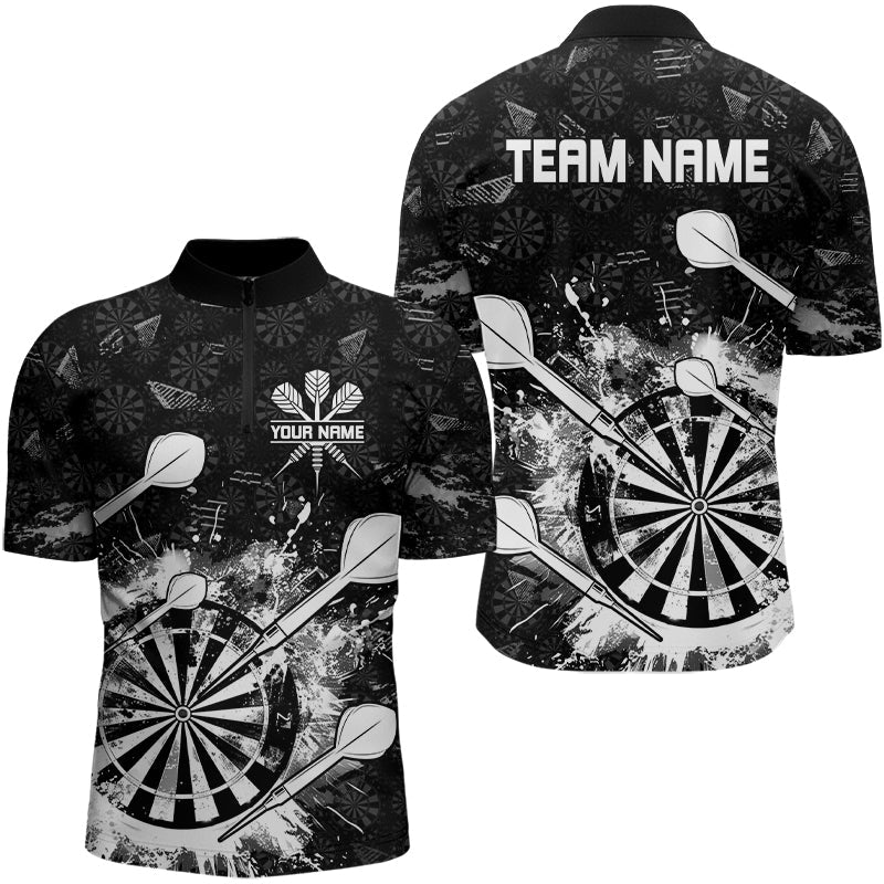 Schwarz - Weiß Grunge Dart Polo Shirt - Individuelles Dart - Trikot für Teams T3277 - Outfitsuche