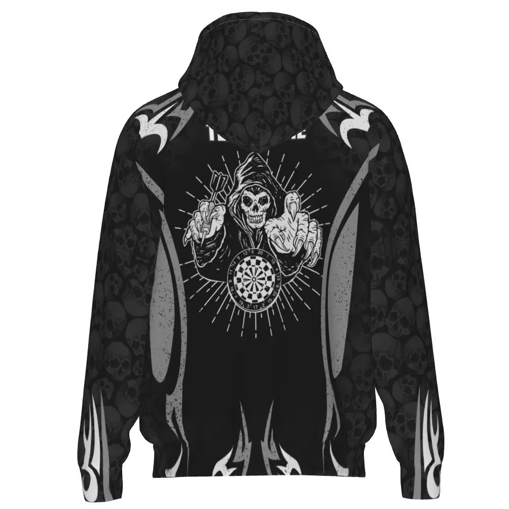 Schwarze Graue Skull Reaper Darts Kapuzenjacke - Stylisch & Bequem für Darts - Fans T6890 - Outfitsuche