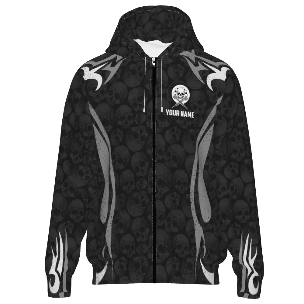 Schwarze Graue Skull Reaper Darts Kapuzenjacke - Stylisch & Bequem für Darts - Fans T6890 - Outfitsuche