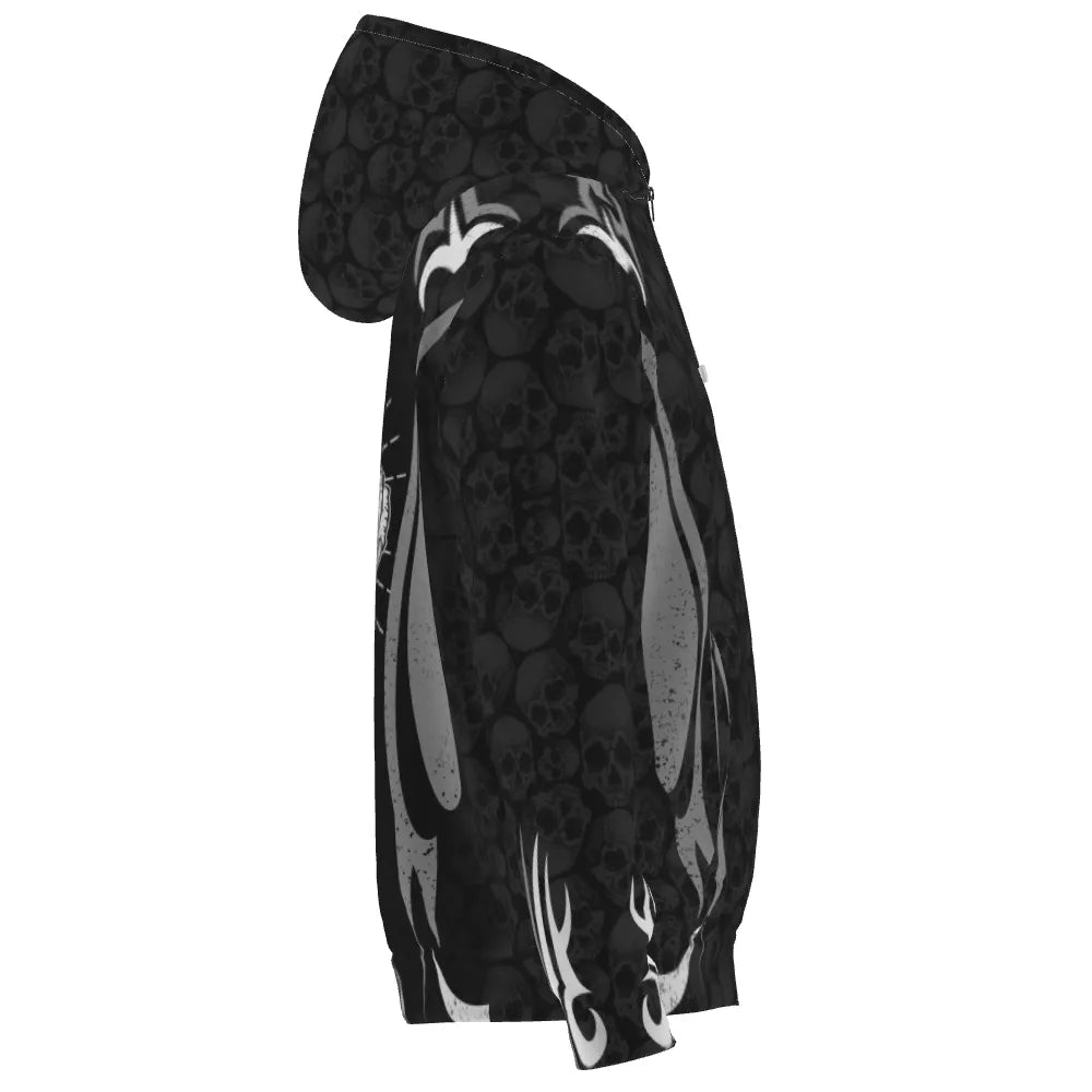 Schwarze Graue Skull Reaper Darts Kapuzenjacke - Stylisch & Bequem für Darts - Fans T6890 - Outfitsuche