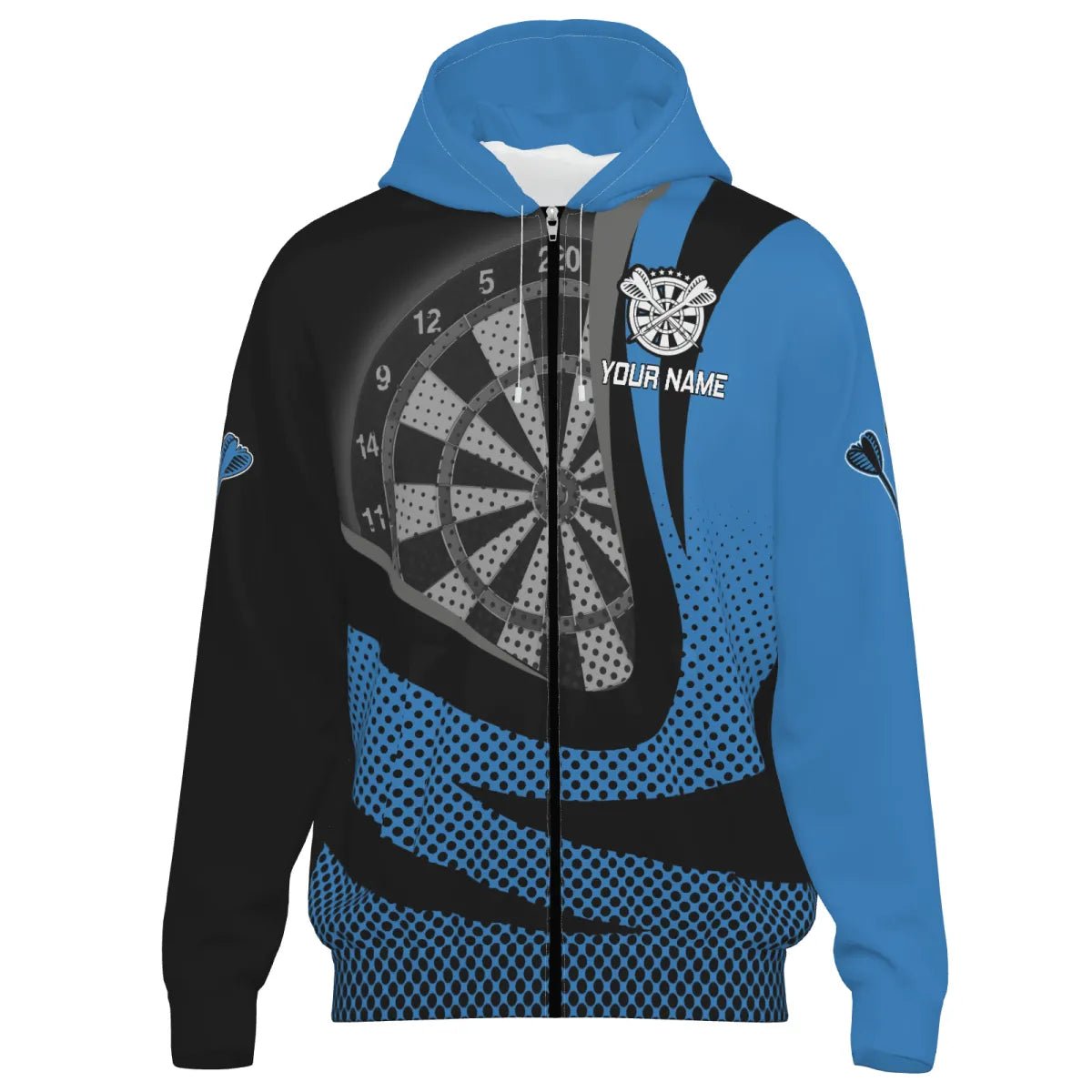 Schwarze und Blaue Darts Kapuzenjacke x189 – Stilvoller Komfort für Sportbegeisterte x189 - Outfitsuche