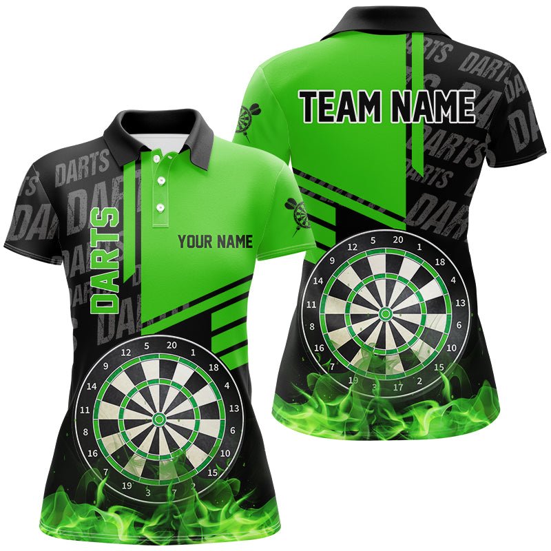 Schwarze und grüne Darts - Shirts für Damen – Individuelle Teamtrikots für die Darts - Liga, Polo & 1/4 Zip T2880 - Outfitsuche