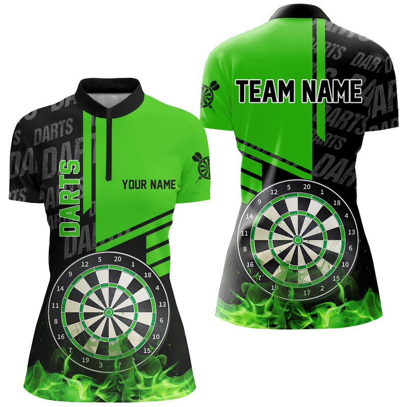 Schwarze und grüne Darts - Shirts für Damen – Individuelle Teamtrikots für die Darts - Liga, Polo & 1/4 Zip T2880 - Outfitsuche