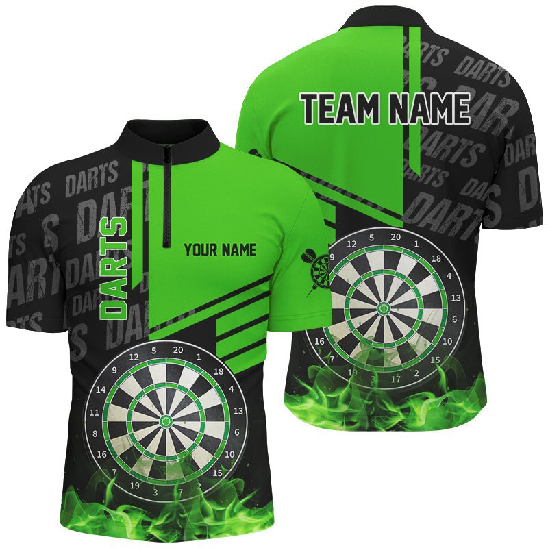 Schwarze und grüne Darts - Shirts für Herren – Individuelle Team - Trikots für Darts - Ligen, Polo & 1/4 Zip T2880 - Outfitsuche