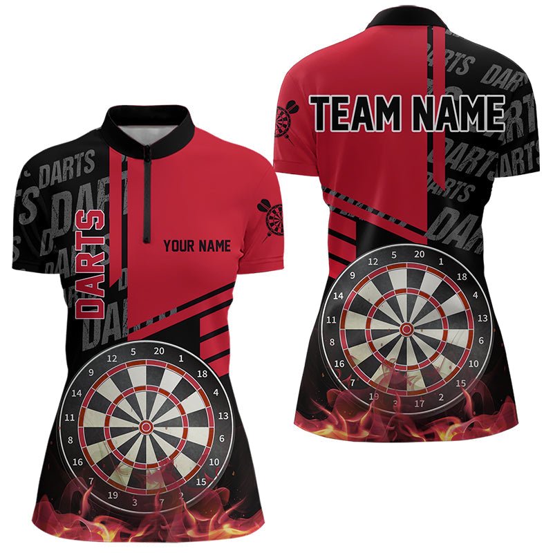 Schwarze und rote Feuer Dart Poloshirts für individuelle Dartliga - Teamjerseys T3412 - Outfitsuche