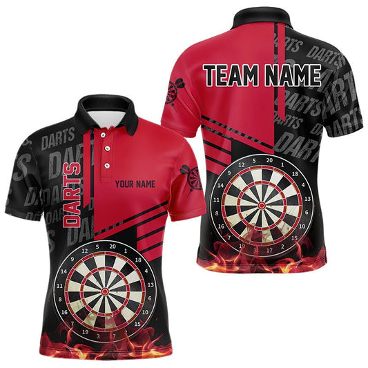 Schwarze und rote Feuer Dart Poloshirts für individuelle Dartliga - Teamjerseys T3412 - Outfitsuche