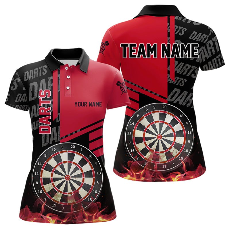 Schwarze und rote Feuer Dart Poloshirts für individuelle Dartliga - Teamjerseys T3412 - Outfitsuche