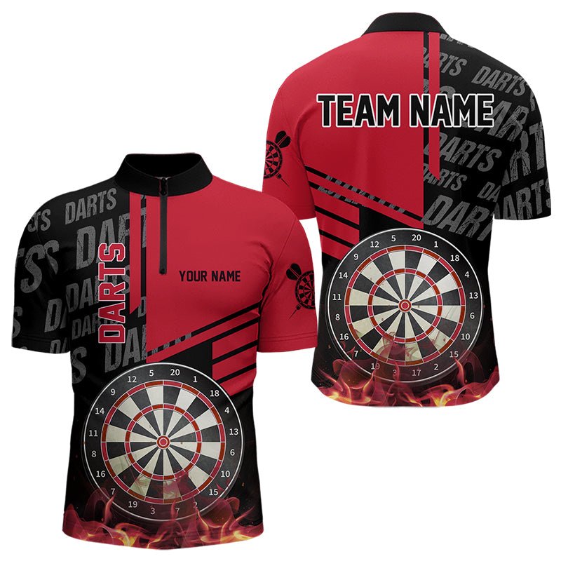 Schwarze und rote Feuer Dart Poloshirts für individuelle Dartliga - Teamjerseys T3412 - Outfitsuche