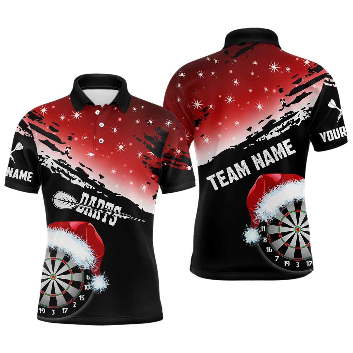 Schwarze und Rote Weihnachts - Dartscheibe – Personalisierte Dart - Shirts für Männer, Lustige Xmas Dart - Trikots T2953 - Outfitsuche