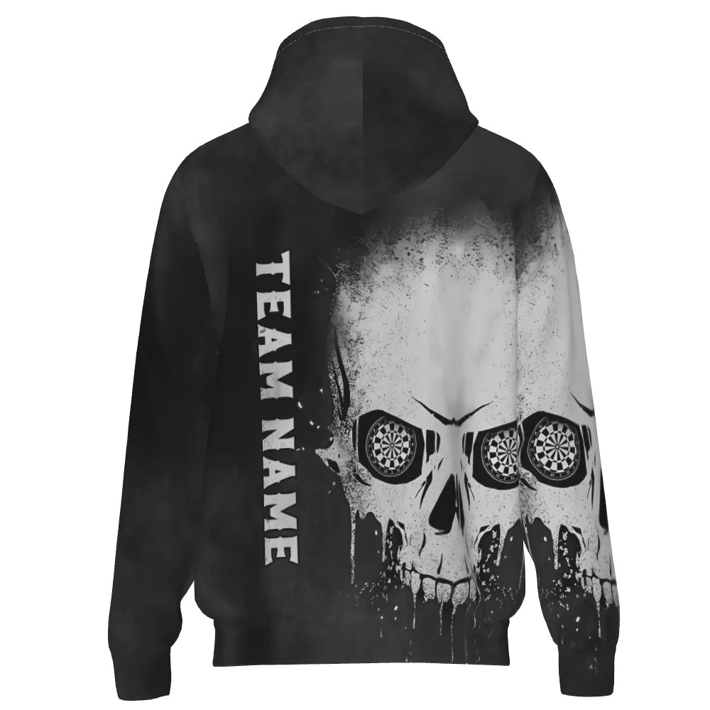 Schwarze und Weiße Darts Zip - Hoodie mit rauchigem Totenkopf - Design S589 - Outfitsuche