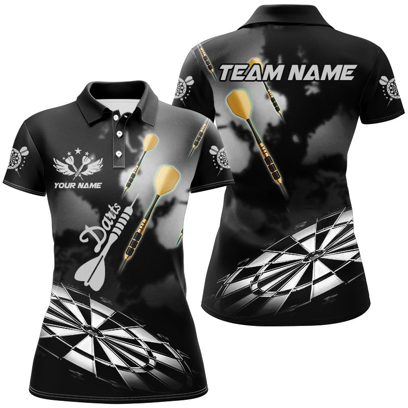 Schwarze und Weiße Dartscheibe mit Rauchdesign – Individuelle 3D - Dart - Shirts für Damen im Darts - Team T3070 - Outfitsuche