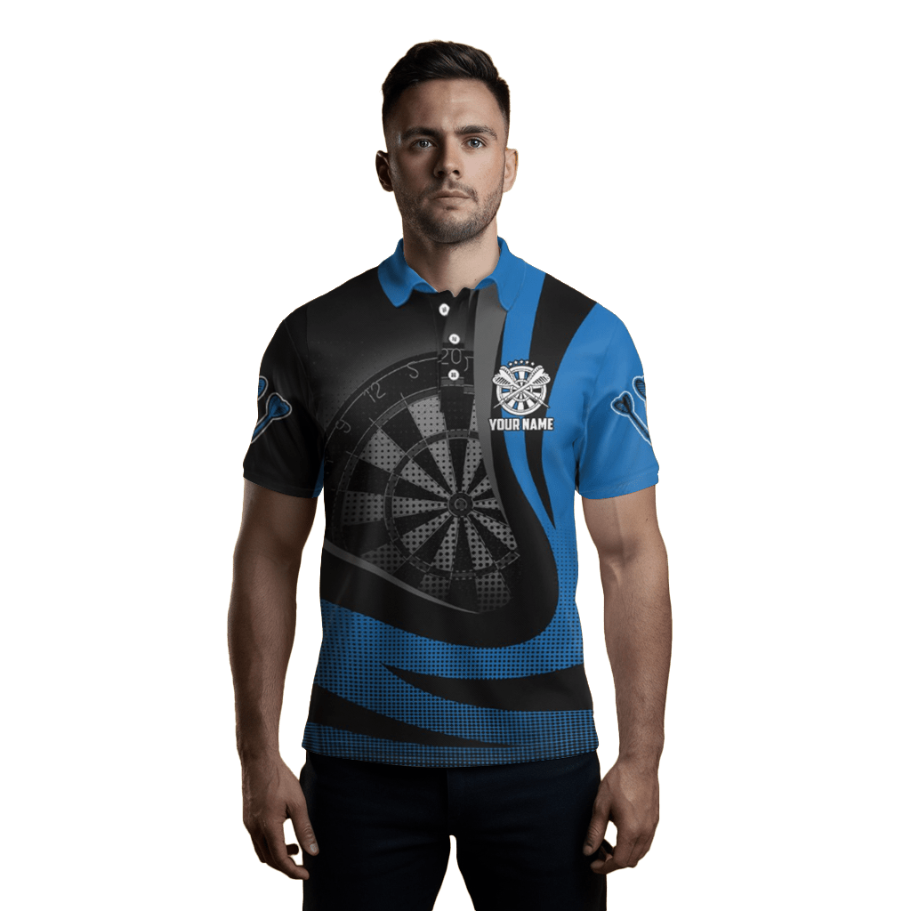 Schwarzes 3D Herren Darts Polo Shirt X189 Blue X189 - Outfitsuche