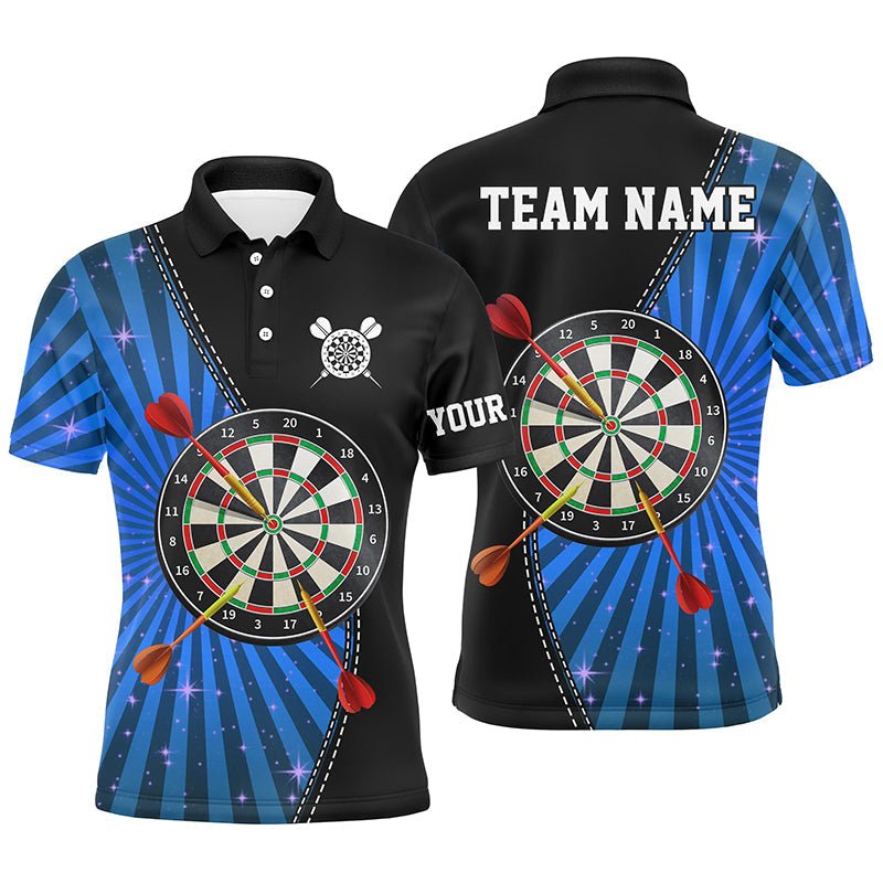 Schwarzes Blau Halo Herren Darts Polo Shirt | Individuelles Cooles Darts Shirt für Männer | Dart Trikots L1462 - Outfitsuche