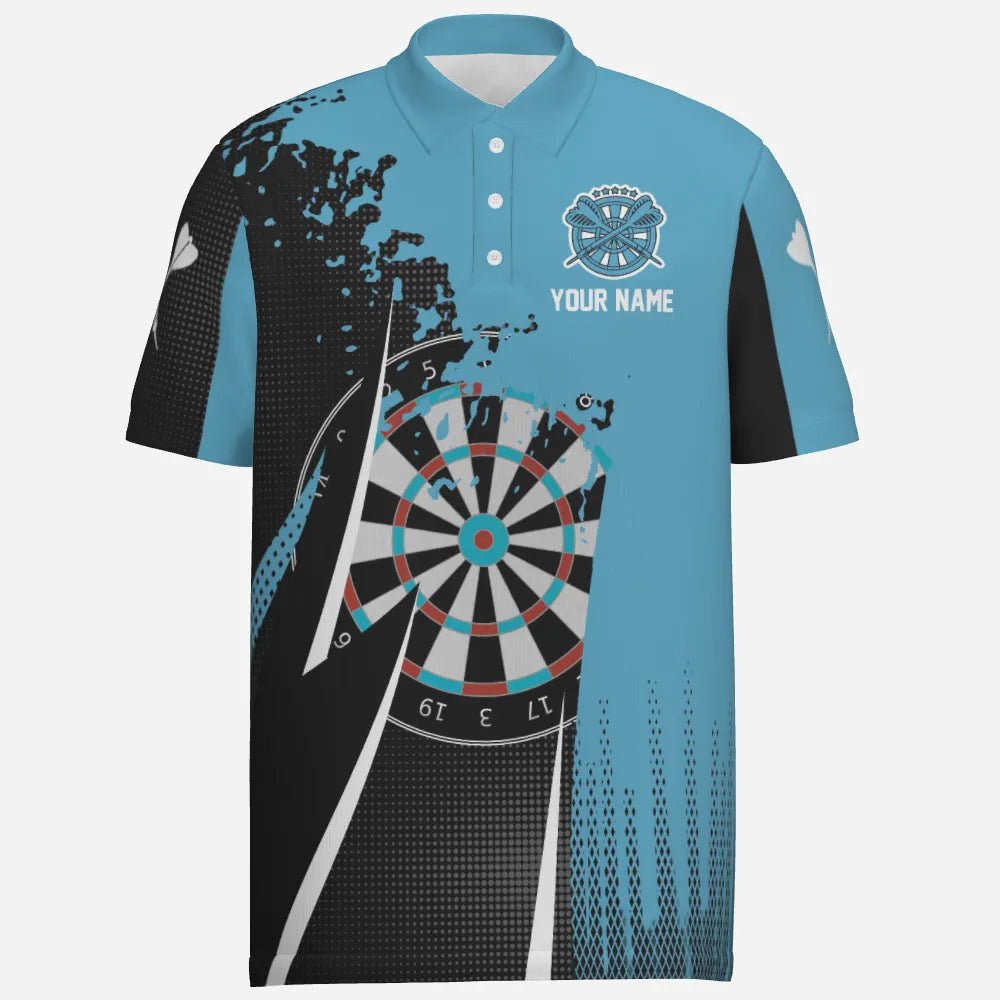 Schwarzes Blau Herren Darts Polo Shirt, individuell anpassbares cooles Darts Shirt für Männer, Darts Trikot O305 - Outfitsuche