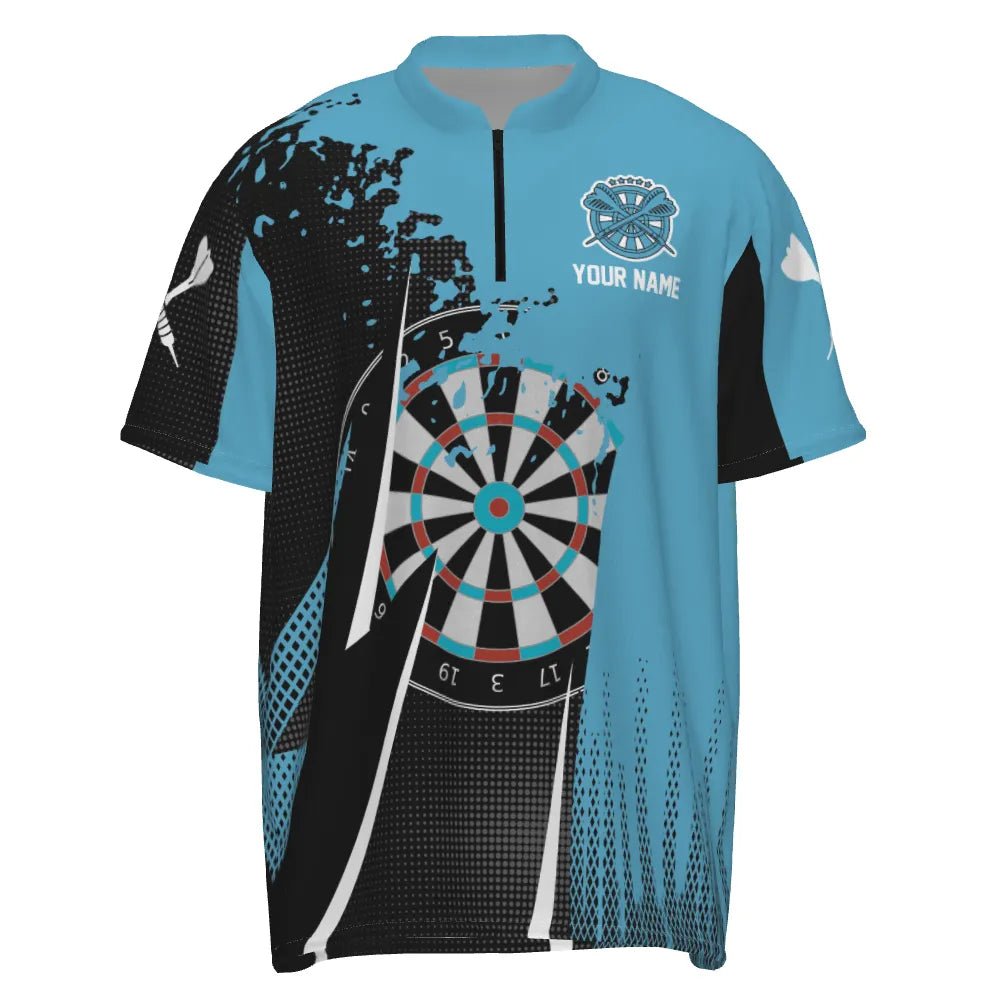 Schwarzes Blau Herren Darts Polo Shirt, individuell anpassbares cooles Darts Shirt für Männer, Darts Trikot O305 - Outfitsuche