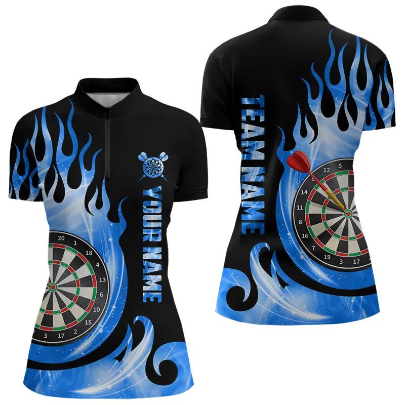 Schwarzes Blaues Feuer Flammenlicht Darts Polo Shirt für individuelle Darttrikots T3424 - Outfitsuche