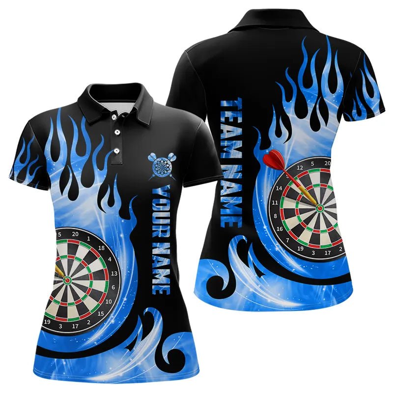 Schwarzes Blaues Feuer Flammenlicht Darts Polo Shirt für individuelle Darttrikots T3424 - Outfitsuche