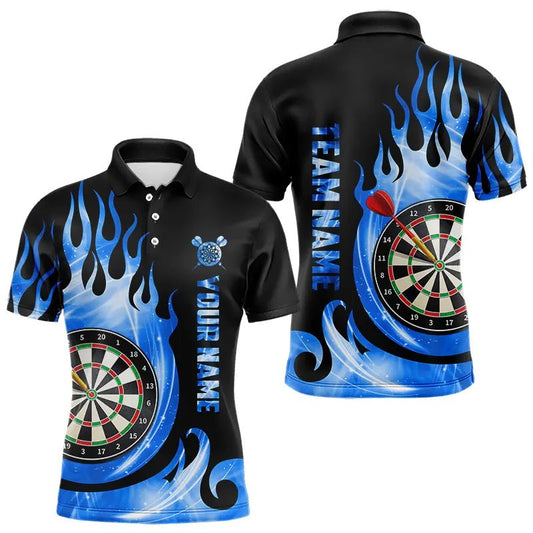 Schwarzes Blaues Feuer Flammenlicht Darts Polo Shirt für individuelle Darttrikots T3424 - Outfitsuche
