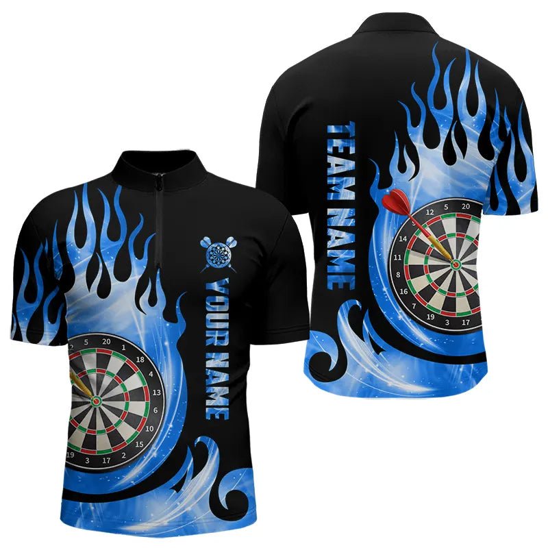 Schwarzes Blaues Feuer Flammenlicht Darts Polo Shirt für individuelle Darttrikots T3424 - Outfitsuche