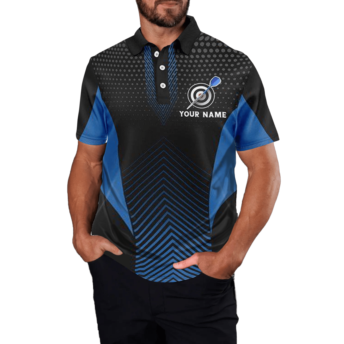 Schwarzes blaues Herren Darts Polo Shirt G742 - Outfitsuche