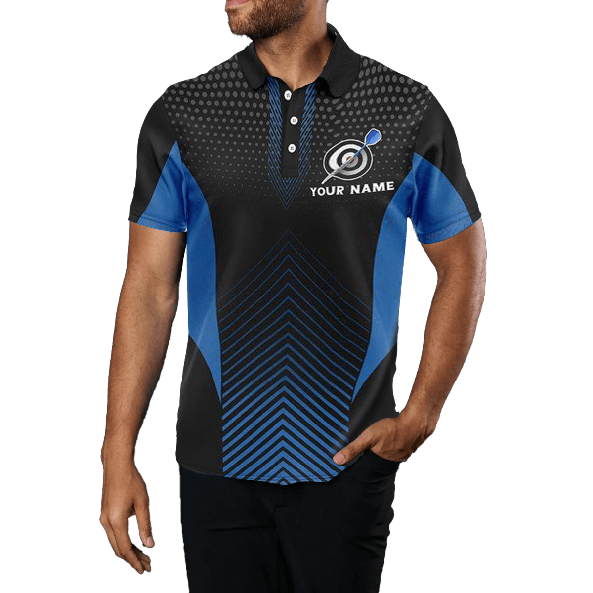 Schwarzes blaues Herren Darts Polo Shirt G742 - Outfitsuche