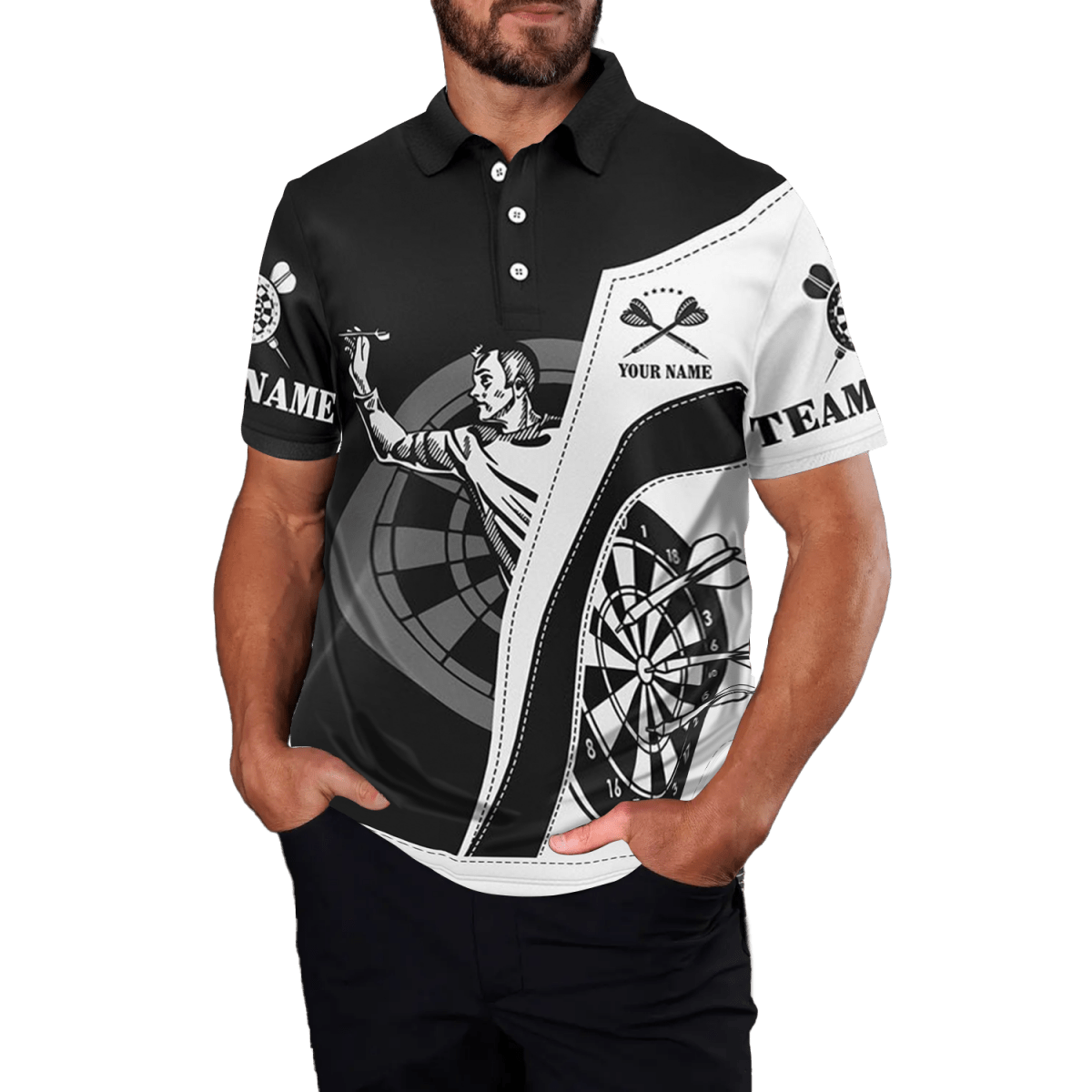 Schwarzes Dart Polo Shirt für Herren D683 - Outfitsuche