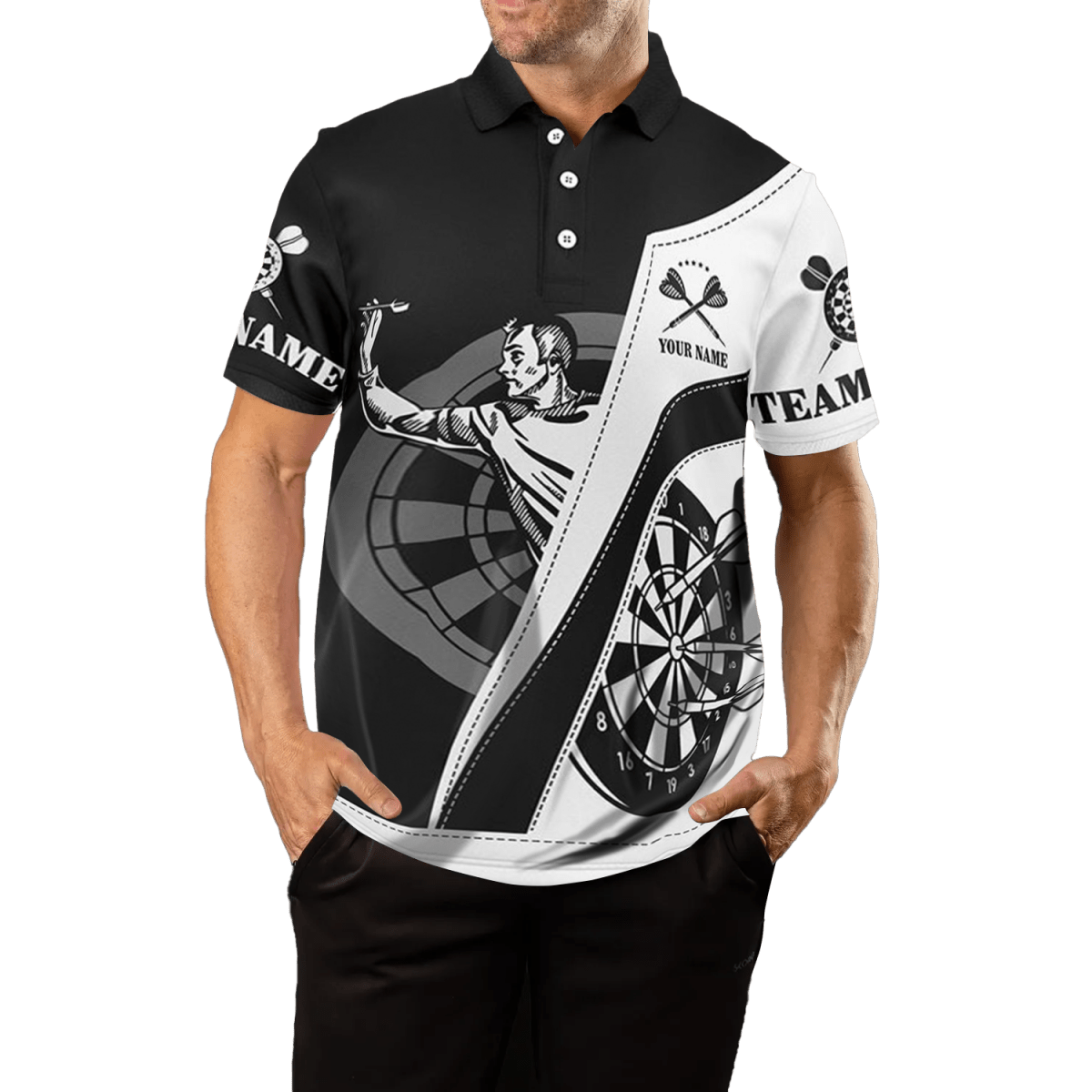 Schwarzes Dart Polo Shirt für Herren D683 - Outfitsuche