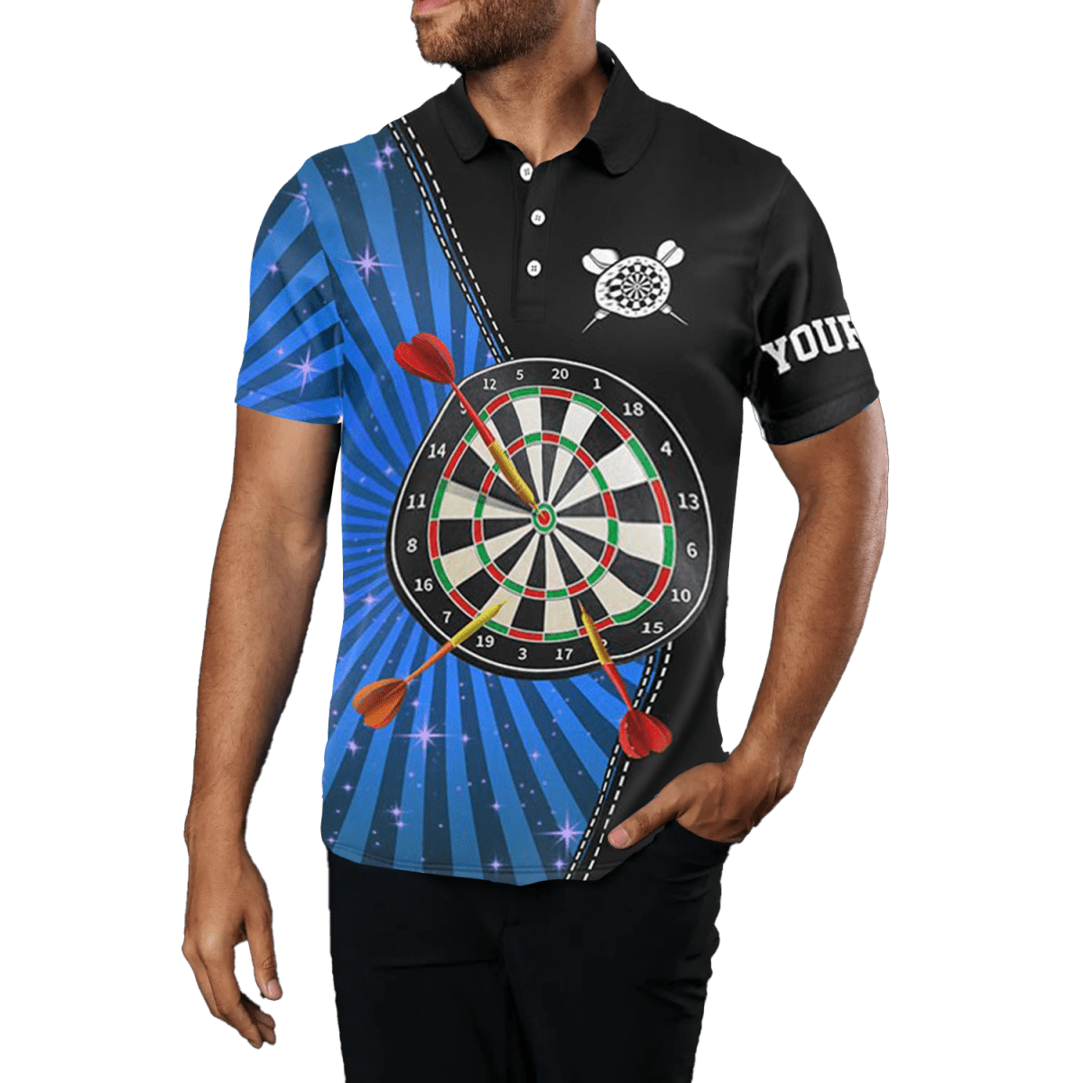 Schwarzes Dart Polo Shirt für Herren L1462 - Outfitsuche