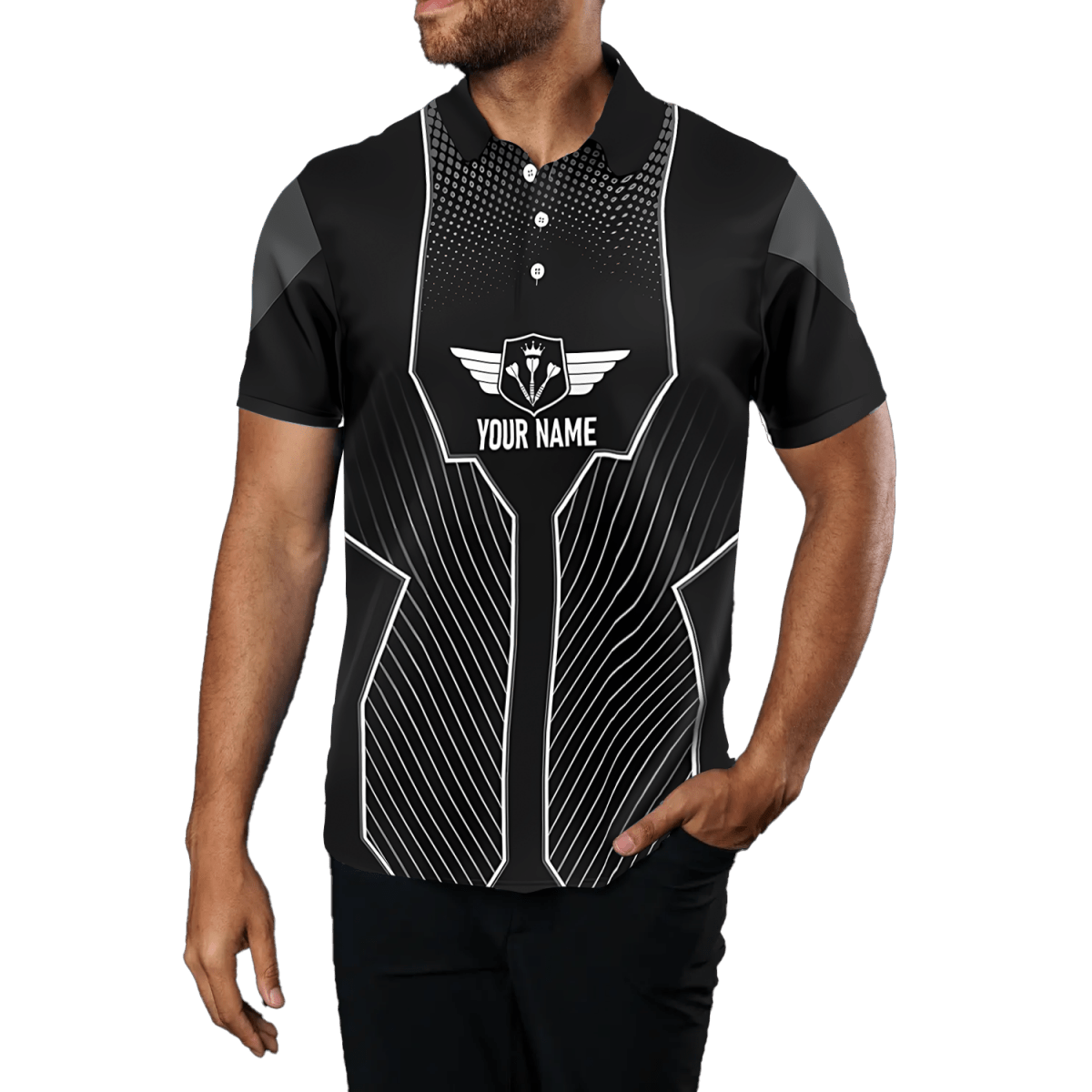 Schwarzes Dart - Polo - Shirt für Herren mit Löwenmotiv Z753 - Outfitsuche