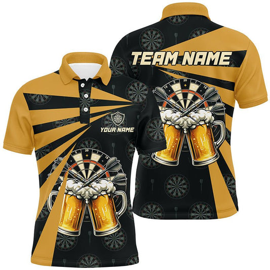 Schwarzes Gelbes Bier Herren Darts Polo Shirt | Personalisiertes Dartshirt für Männer | Lustige Dart Trikots | L1381 - Outfitsuche