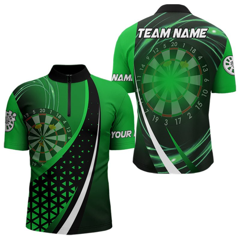 Schwarzes Grünes 3D Dartboard Licht Darts Polo Shirt - Individuelles Darttrikot T3546 - Outfitsuche