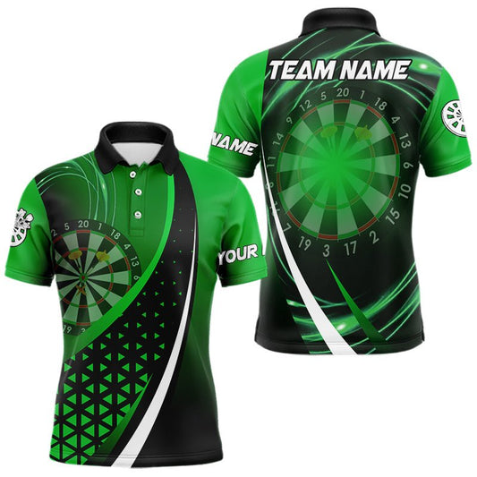 Schwarzes Grünes 3D Dartboard Licht Darts Polo Shirt - Individuelles Darttrikot T3546 - Outfitsuche