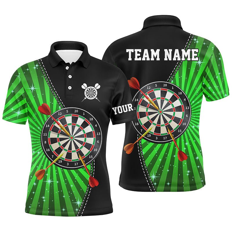 Schwarzes Grünes Halo Herren Darts Polo Shirt | Individuelles Cooles Darts Shirt für Männer | Dart Trikots L1463 - Outfitsuche