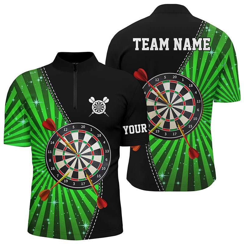 Schwarzes Grünes Halo Herren Darts Polo Shirt | Individuelles Cooles Darts Shirt für Männer | Dart Trikots L1463 - Outfitsuche