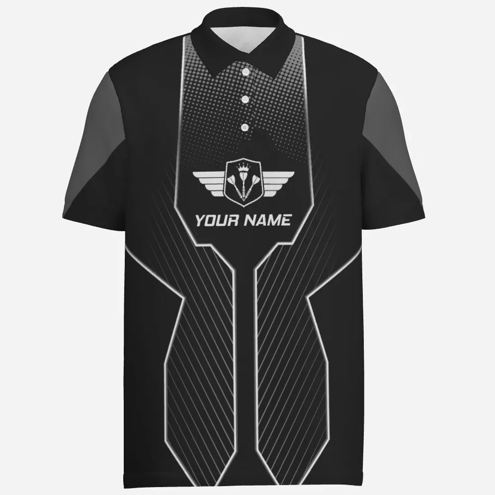 Schwarzes Herren Dart-Custom-Polo-Shirt mit Löwenmotiv, cooles Dart-Teamtrikot, Dart-Geschenke Z753 - Outfitsuche