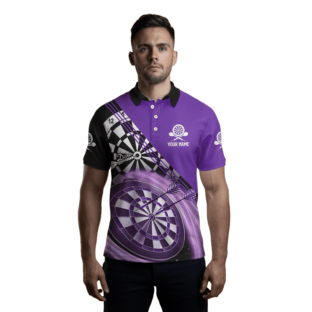 Schwarzes Herren Darts Polo Shirt | Lila | Darttrikot L1409 - Outfitsuche